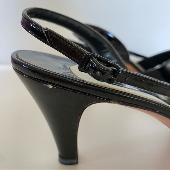 Impo Vintage Black Patent Leather Open Toe Heels Size 8M EXCELLENT CONDITION - Picture 10 of 12